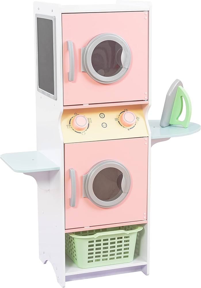 KidKraft Laundry Playset Children's Pretend Wooden Stacking Washer and Dryer Toy with Iron and Ba... | Amazon (US)