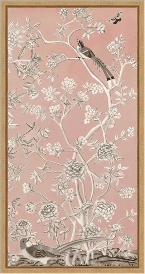 Amanti Art Framed Canvas Wall Art 27x14 Blush Chinoiserie I by Naomi McCavitt, Framed Wall Art Ca... | Amazon (US)