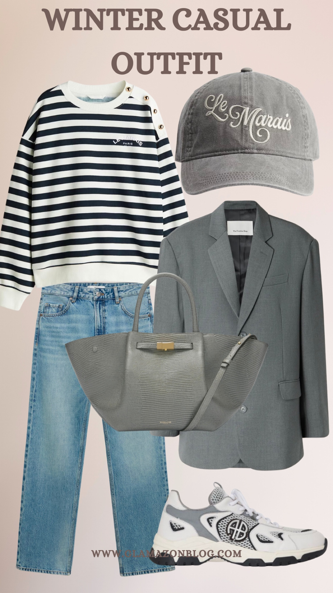 Warm outfit, winter casual outfit, grey blazer, grey bag, jeans, Frankie shop blazer, grey cap, easy outfit 

#LTKuk #LTKwinter #LTKeurope