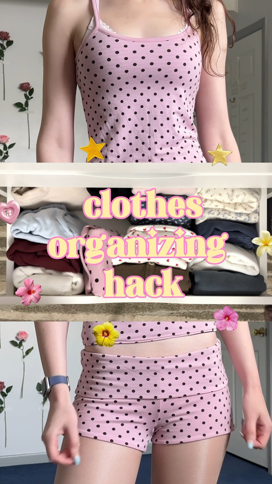 I always fold my tank tops like this - makes it so much easier to find what you need! 💕🤎 reversible set from @hollister 🌸 #clothinghacks #closetorganization #pinterestaesthetic #grwmoutfit #fashionhacks

#LTKgrwm #LTKootd #LTKvlog