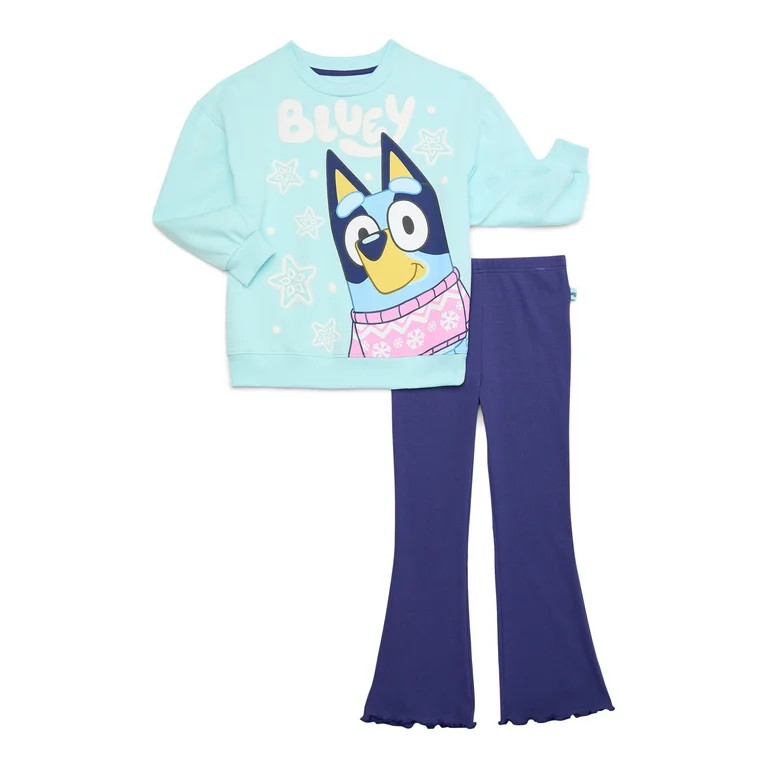 Bluey Toddler Girls Graphic Sweatshirt and Flare Leggings Set, 2-Piece, Sizes 12M-5T | Walmart (US)
