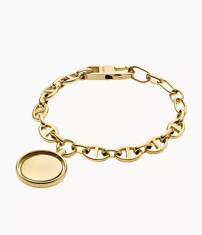Heritage Legacy Charm Gold-Tone Stainless Steel Chain Bracelet | Fossil (US)