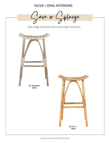 Would you save or splurge on these barstools?!
.
.
.
Amazon 
Pier 1
Rattan Barstools 
Cane Barstools 
Bamboo Counter Stools
Natural


#LTKhome #LTKstyletip #LTKbeauty