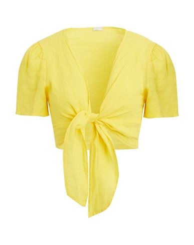 8 By Yoox Linen Front Wrap S/sleeve Crop Top Woman Top Yellow Size 12 Linen | YOOX (US)