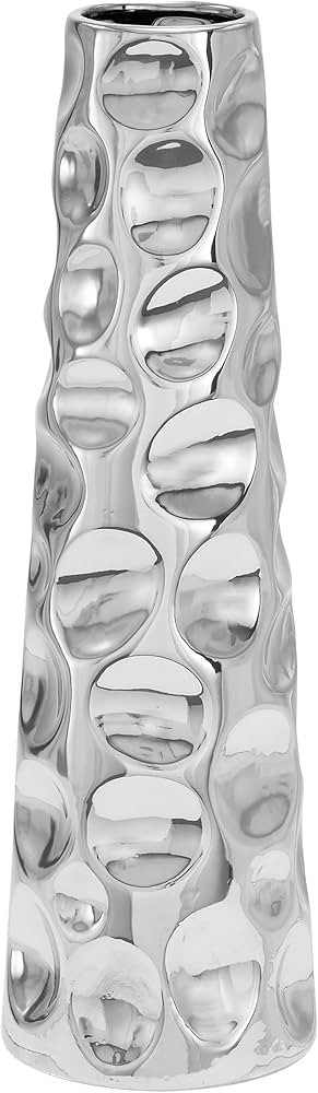 Deco 79 Ceramic Vase with Bubble Texture, 6" x 6" x 20", Silver | Amazon (US)