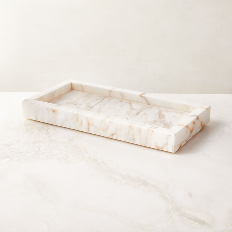 Ramsey Calacatta Gold Marble Vanity Tray + Reviews | CB2 | CB2