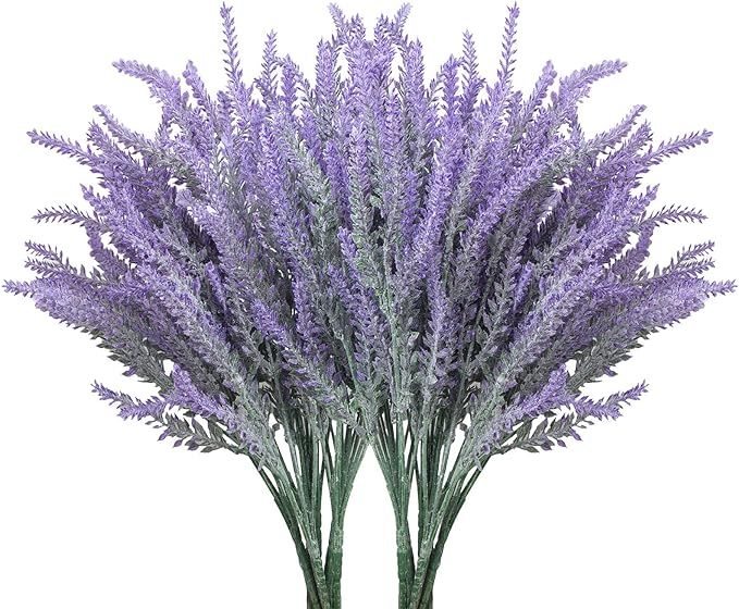 10 Bundles Fake Flowers Artificial Lavender Faux Plastic Plants for Home Decor Wedding Kitchen Ga... | Amazon (US)