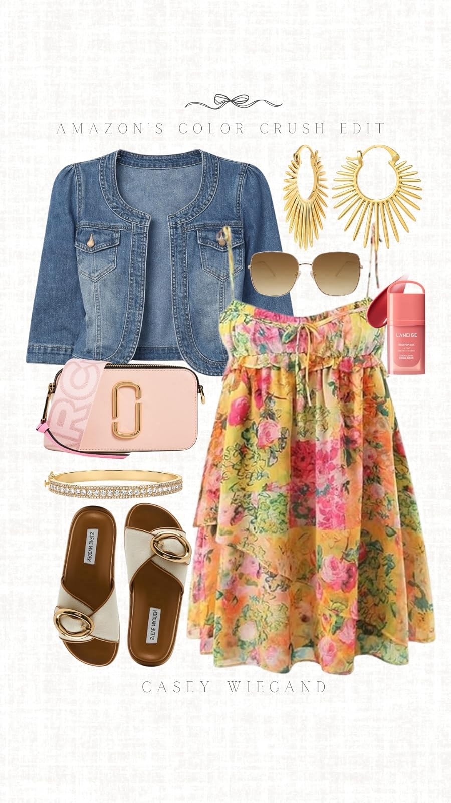 My Amazon color crush edit: chic floral dress, denim jacket, and statement gold hoops. #SummerStyle

#LTKgrwm #LTKootd #LTKdayinmylife