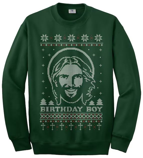 Birthday Boy Jesus Ugly Christmas Sweater Unisex Adult Crew - Etsy | Etsy (US)