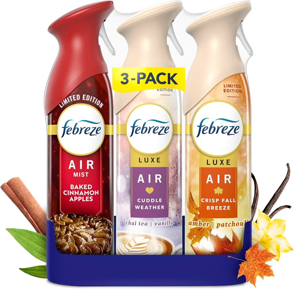 Febreze Odor-Fighting Air Freshener Spray, Room Spray, Crisp Fall Breeze, Cuddle Weather & Baked ... | Amazon (US)