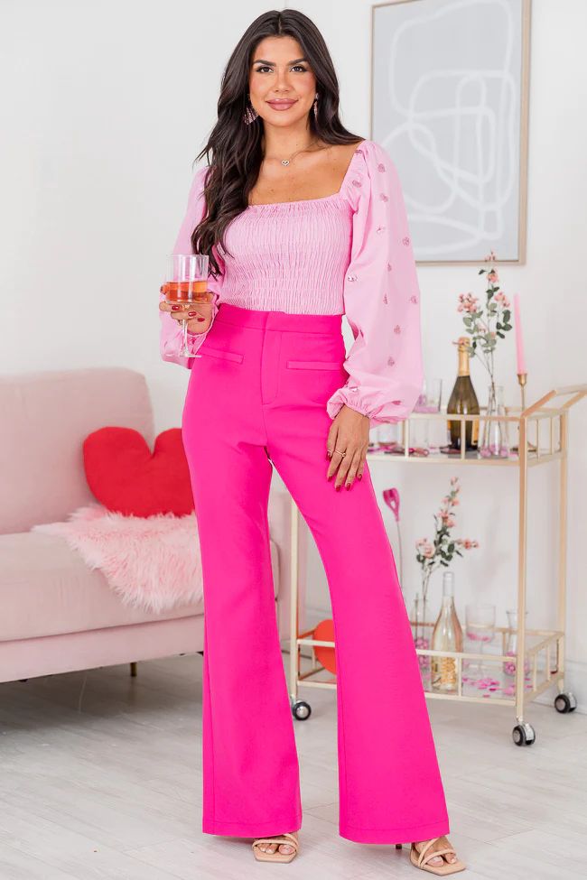 Beyond Romance Pink Flare Trousers | Pink Lily