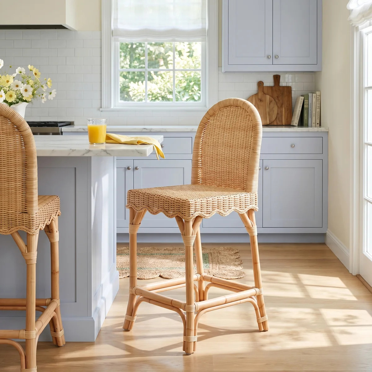 Lacie Rattan Scalloped Edge Bar Stool | Wayfair North America