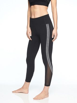 Athleta Womens Side Stripe Salutation 7/8 Tight Black Size L | Athleta