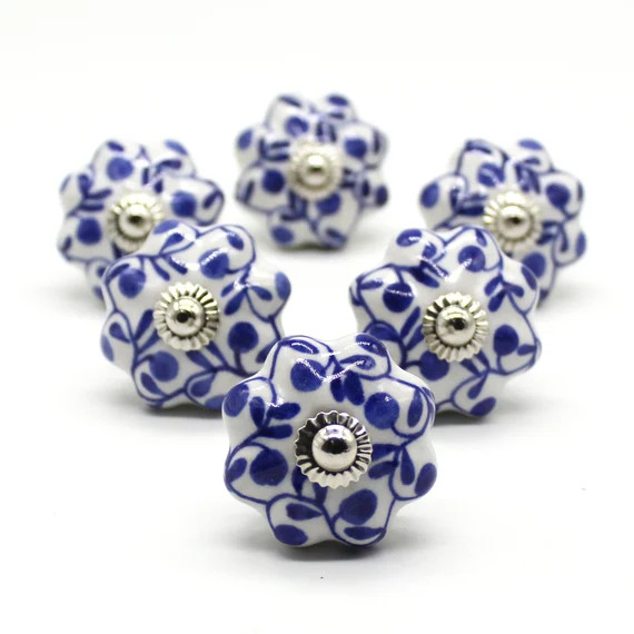 Flower  Shape BLUE AND WHITE Colored Hand Painted Ceramic | Etsy | Etsy (US)