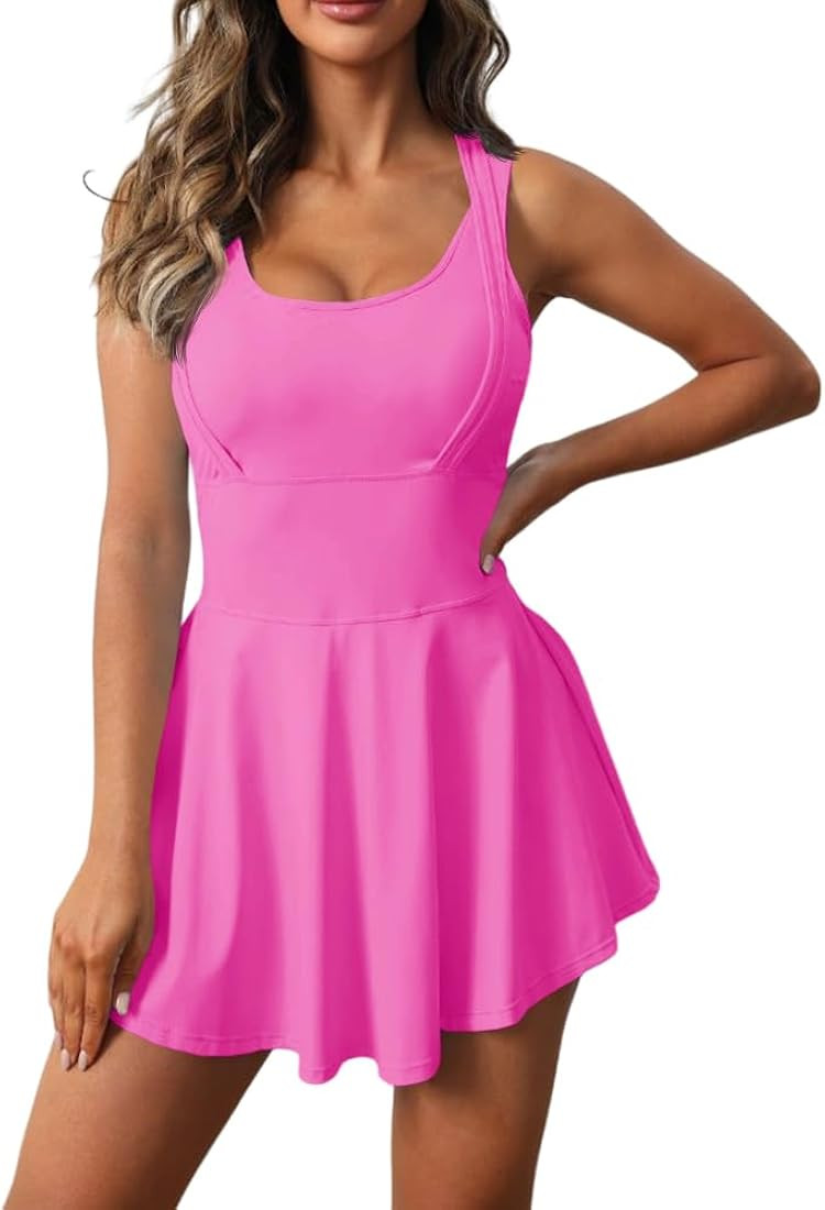 Womens Sleeveless 2-in-1 Athletic Tennis Golf Dress Underneath Workout Active Dresses with Built-... | Amazon (US)