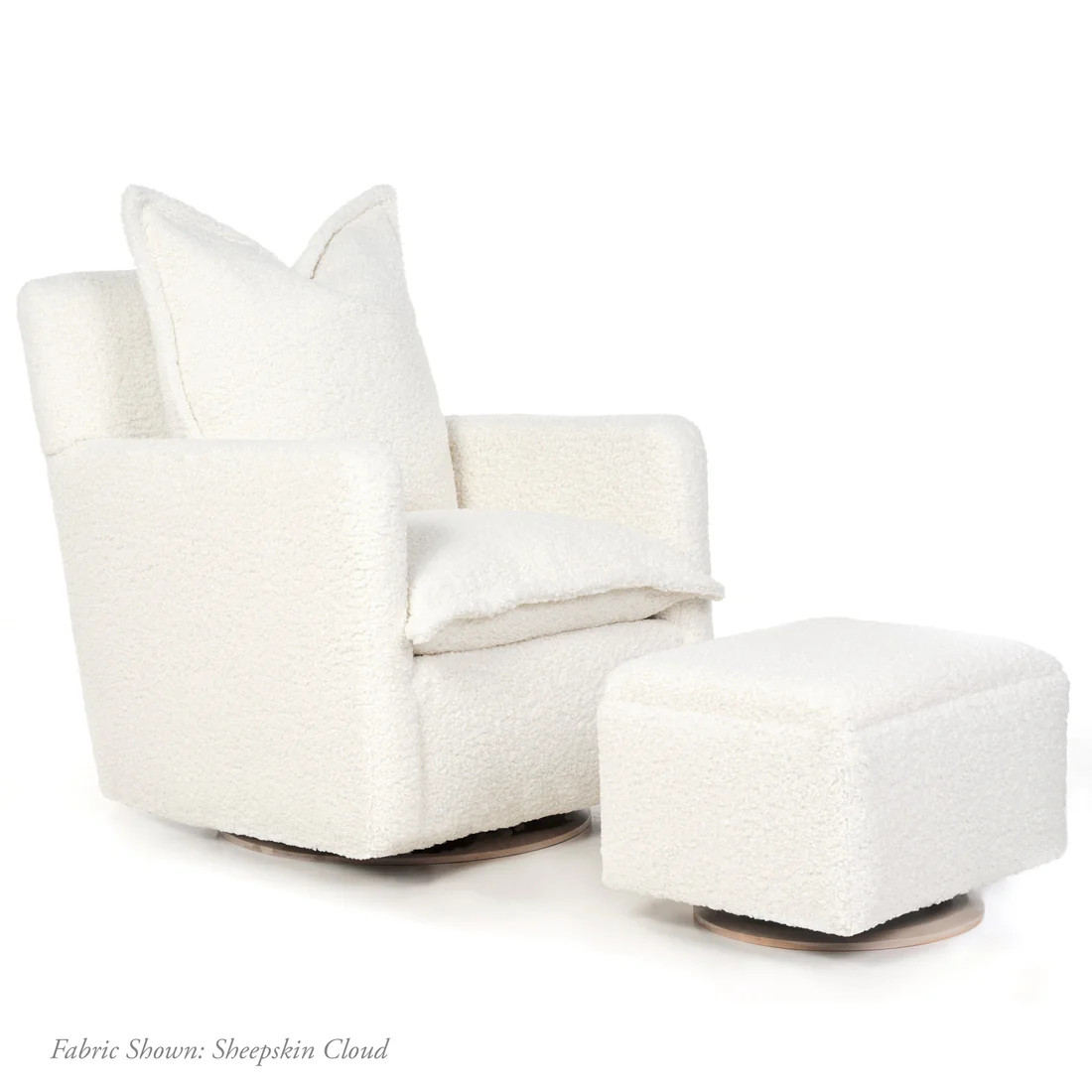 NOLA – Swivel Nursery Glider – Sheepskin Cloud | Oilo Studio