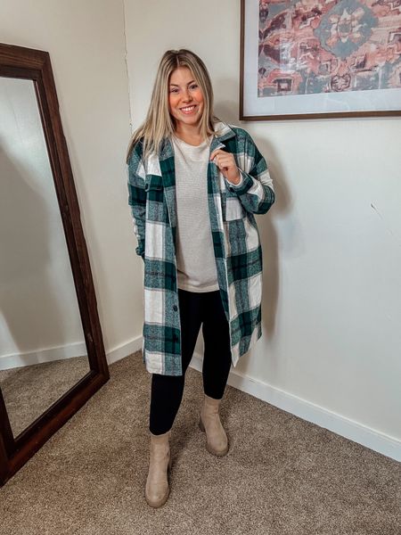 Loving this long shacket! Perfect for adding such a classy look to any outfit. 

Shacket: size large 
Top: size medium 
Leggings: L/XL 

Fall outfit ideas date night looks amazon fall fashion amazon fall finds fall dresses amazon finds amazon must haves fall fashion fall outfit ideas ootd outfit inspo tryon midsize midsize fashion #LTKHoliday 

#LTKstyletip #LTKSeasonal