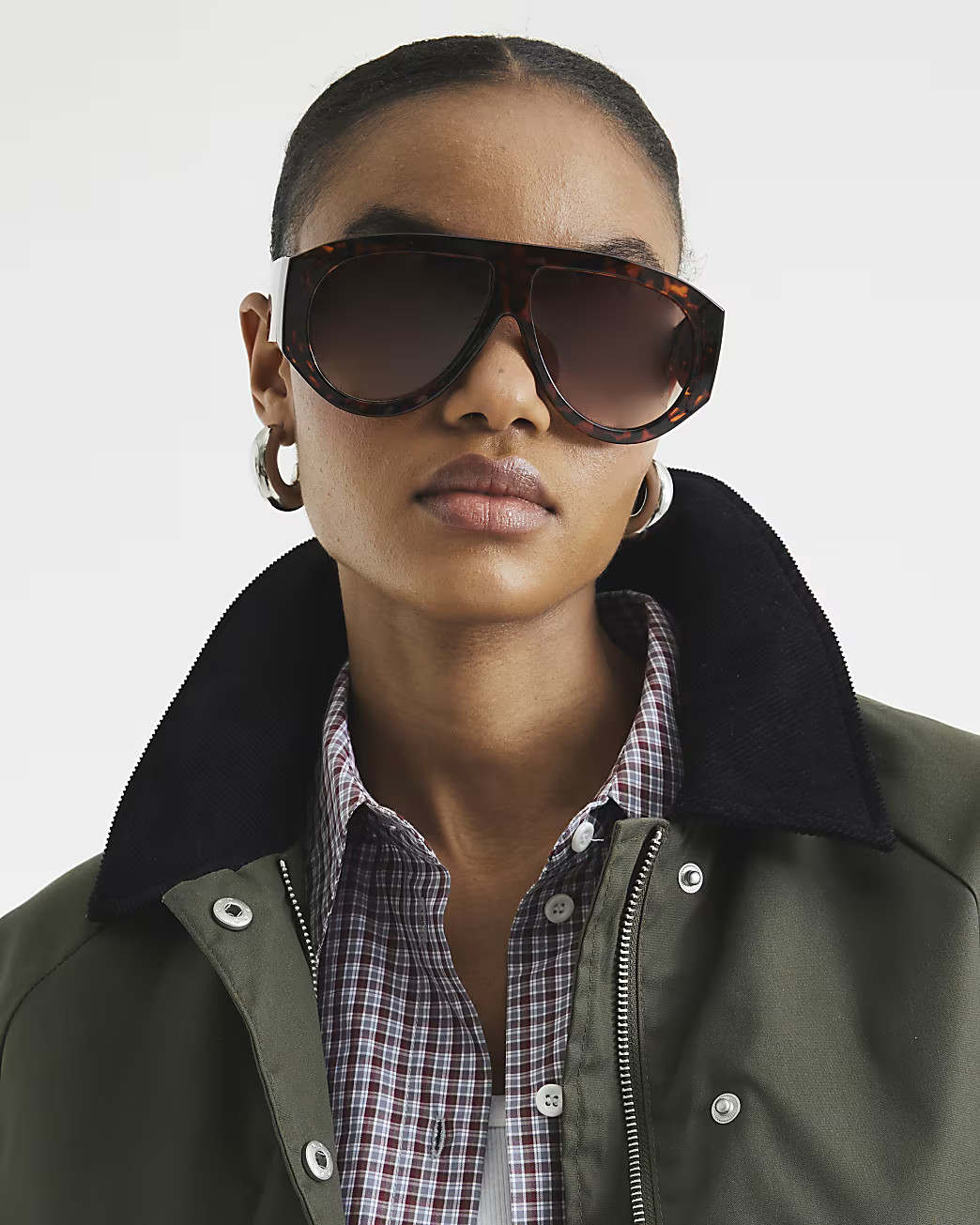 Khaki Waxed Barn Jacket | River Island UK & IE