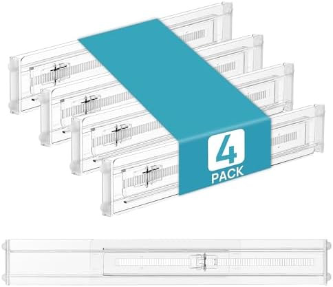 Vtopmart 4 Pack Shallow Drawer Dividers, 2.36" High 12.5"-20.8" Adjustable Expandable Kitchen Dra... | Amazon (US)