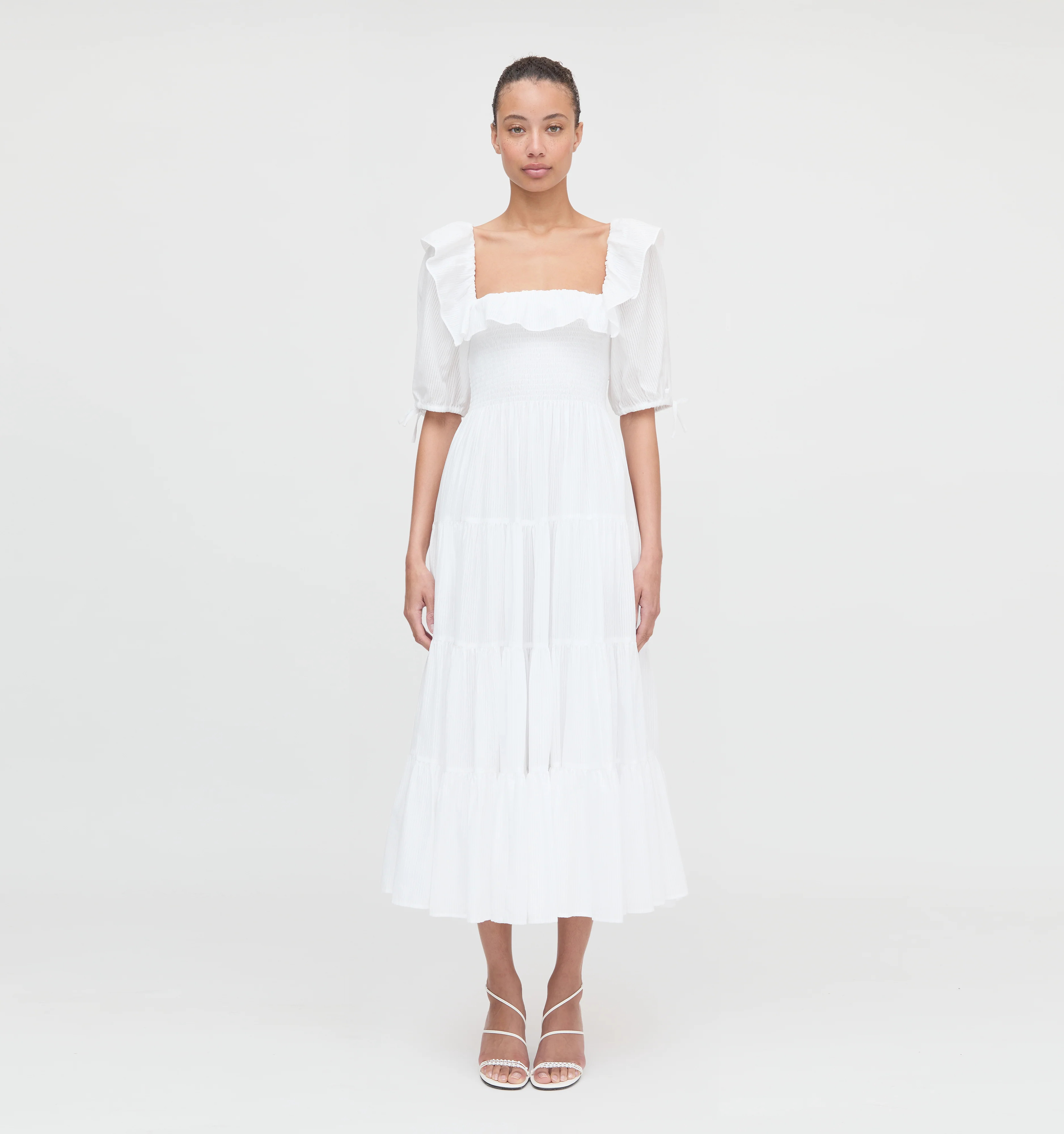 The Corinne Nap Dress - White Shadow Stripe | Hill House Home US