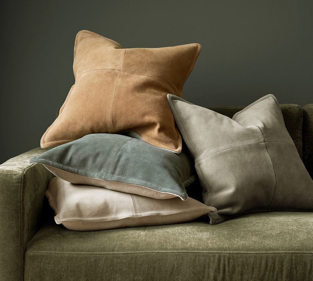 Pieced Suede Pillow Cover | Pottery Barn (US)