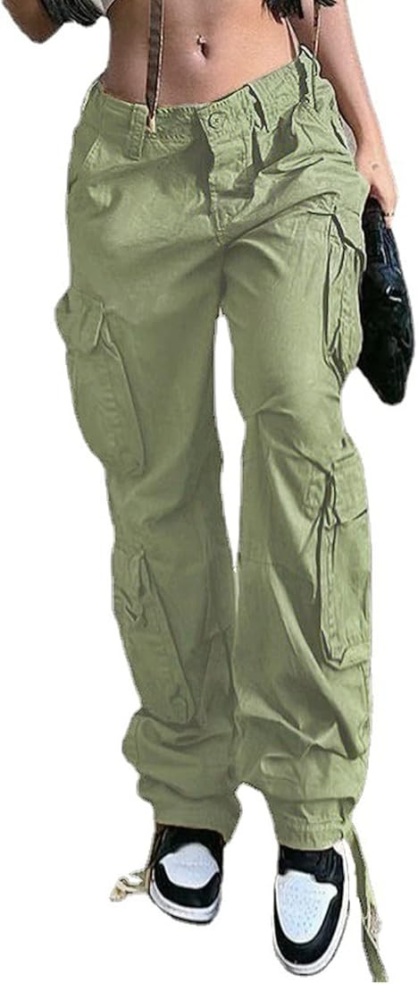 Viatabuna Women's High Rise Straight Leg Y2K Streetwear Cargo Pants Baggy Boyfriend Pants with Po... | Amazon (US)