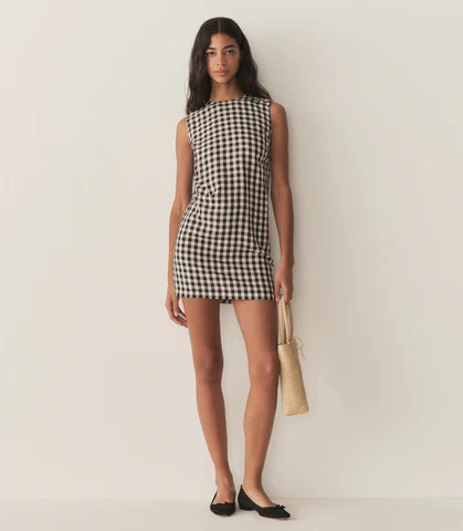 D�?EN Coralie Dress -- Black Marilyn Gingham - Size - 2 Button Up Prairie Vintage-inspired Effortless | DOEN