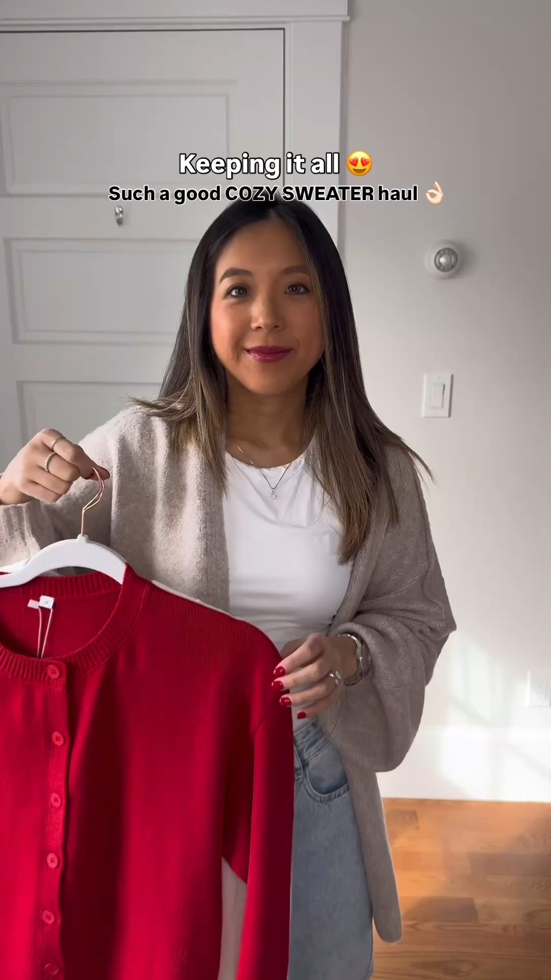 Ahhh SUCH a good Amazon cozy sweater haul!!!! Love all three of these sweaters! ❤️ So soft and thicker cozy material 👌🏻

 #cozysweaters #wintersweaters #cutesweaters #winteroutfitinspo #winteroutfits #redcardigan #whitesweater #beigecardigan #opencardigan 

#LTKootd