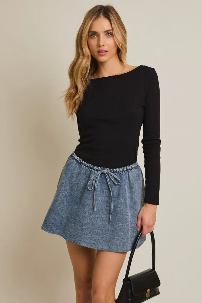 Black Boat Neck Long Sleeve Top | PinkBlush Maternity
