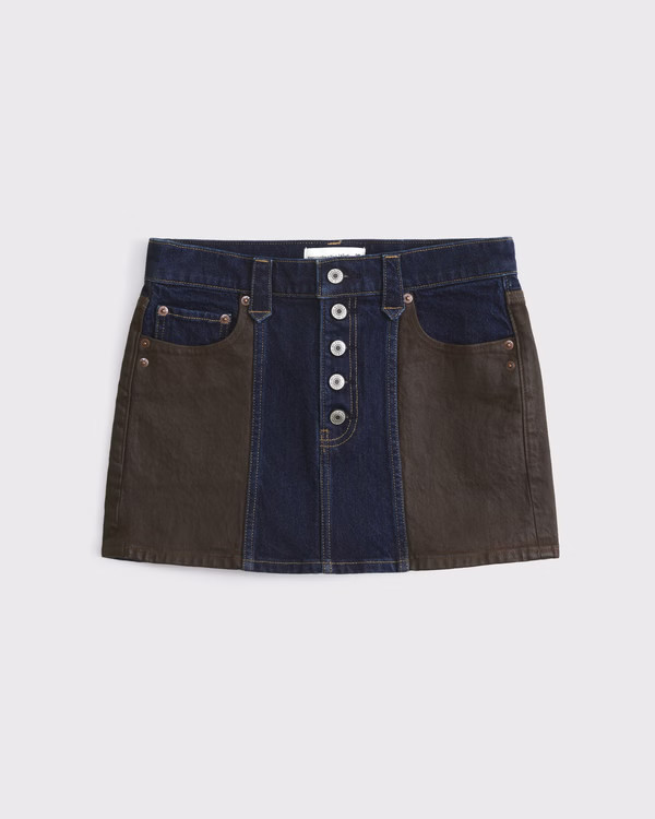 Mixed Fabric Denim Mini Skirt | Abercrombie & Fitch (US)
