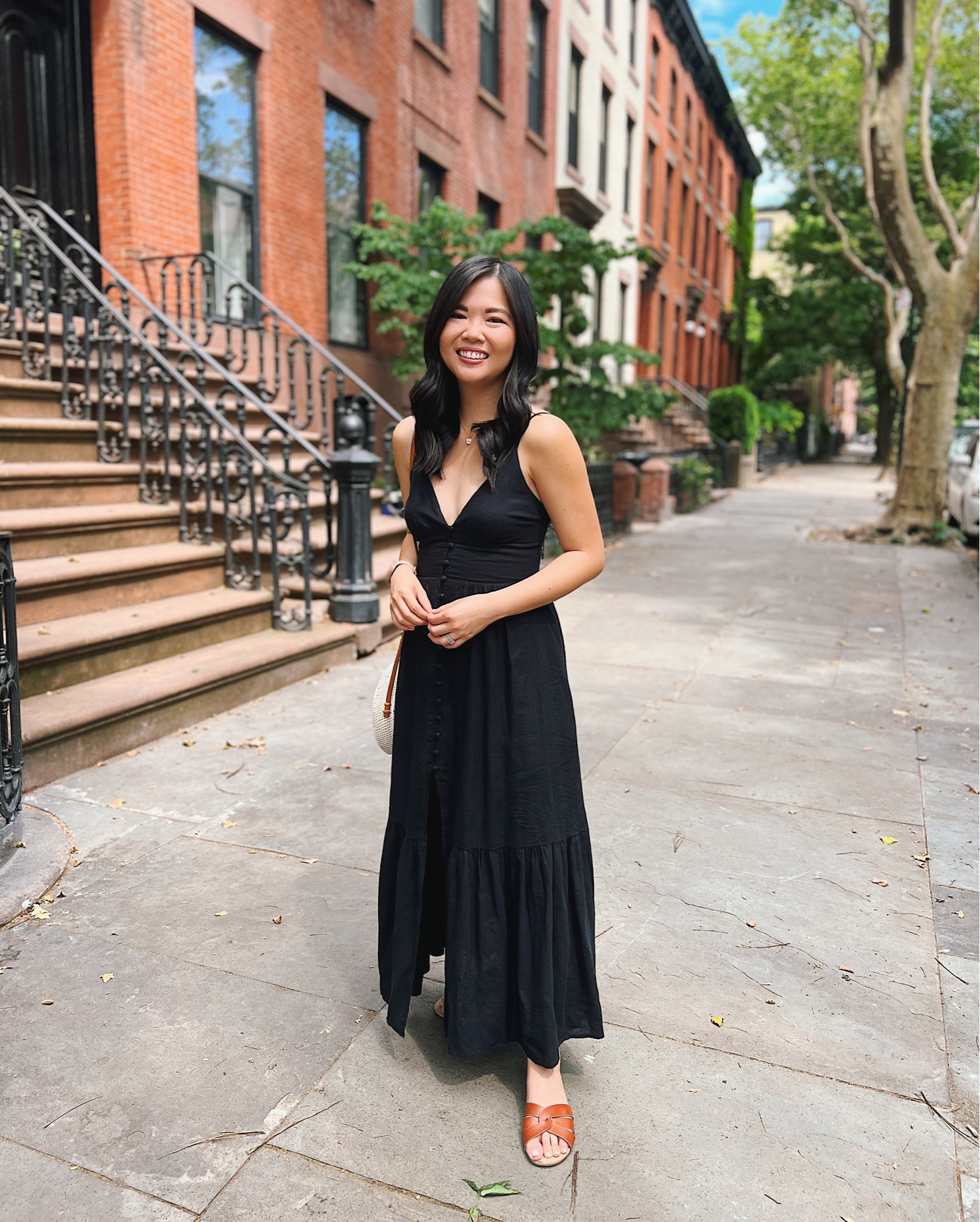 black maxi dress with brown sandals Lucca Bodice Maxi Dress LARGE main image 1
