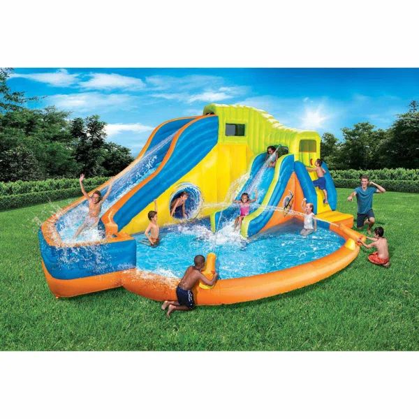 Banzai Pipeline Twist Kids Inflatable Backyard Waterpark Activity Play Center | Wayfair North America