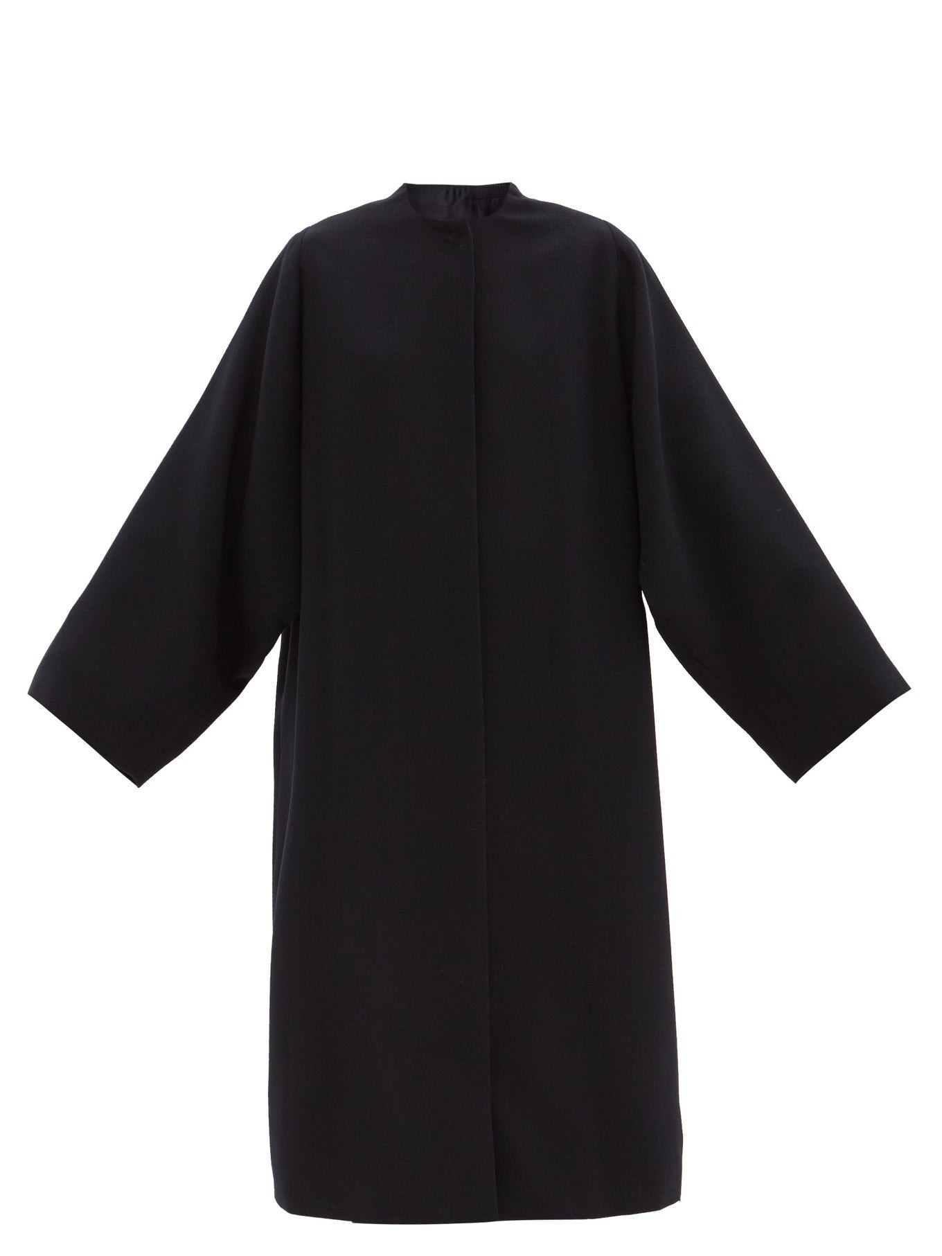 Collarless wool crepe coat | Matches (UK)