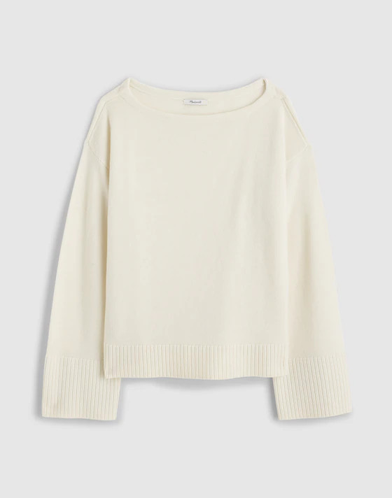 Wide-Cuff Boatneck Sweater in Merino Wool | Madewell