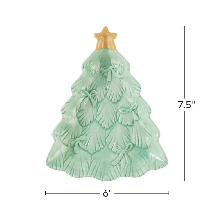 Pink & Green Tree Ceramic Appetizer Plates, Set of 4, by Holiday Time | Walmart (US)