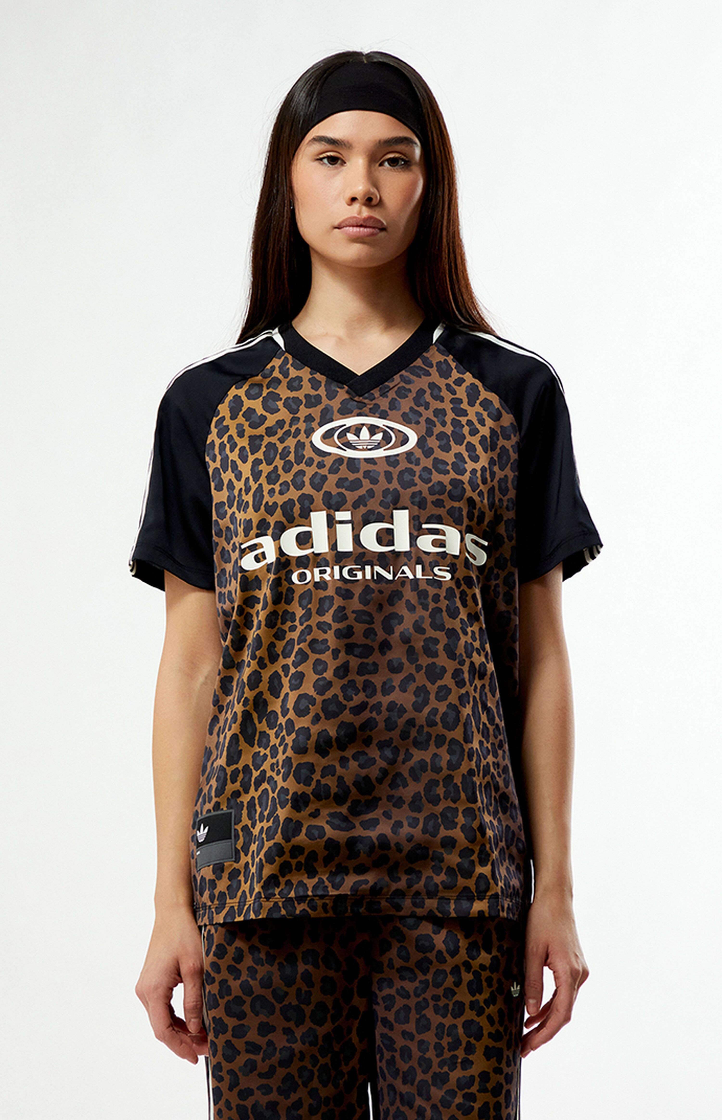 adidas Leopard Satin Short Sleeve Jersey | PacSun