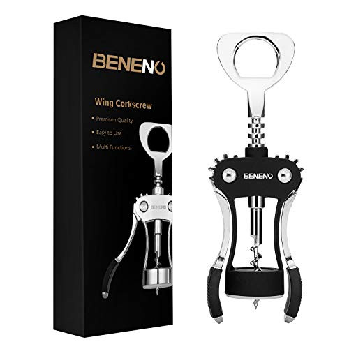 Wine Opener, Zinc Alloy Premium Wing Corkscrew Wine Bottle Opener with Multifunctional Bottles Opener, Sharp Corkscrew with Ergonomic Non-slip Wing Handle, Upgrade Black | Amazon (US)