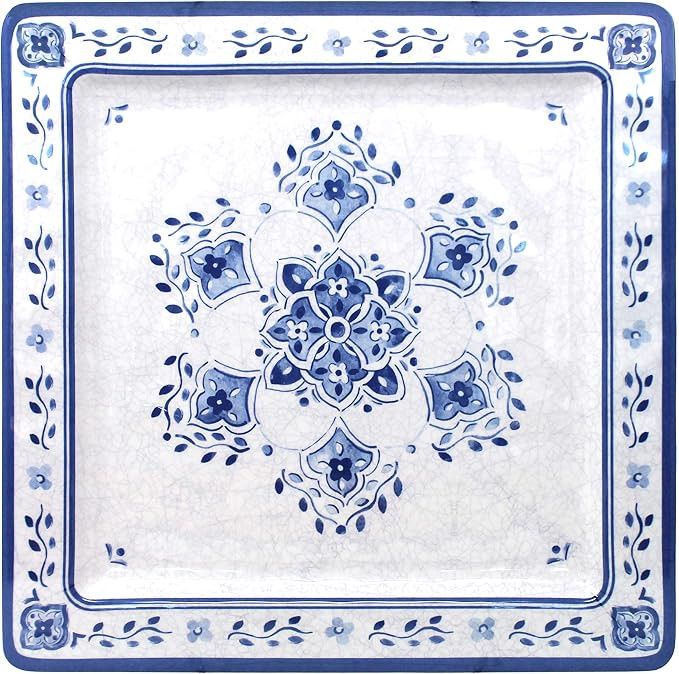 Le Cadeaux Melamine 11 inch Square Serving Platter, Moroccan Blue | Amazon (US)