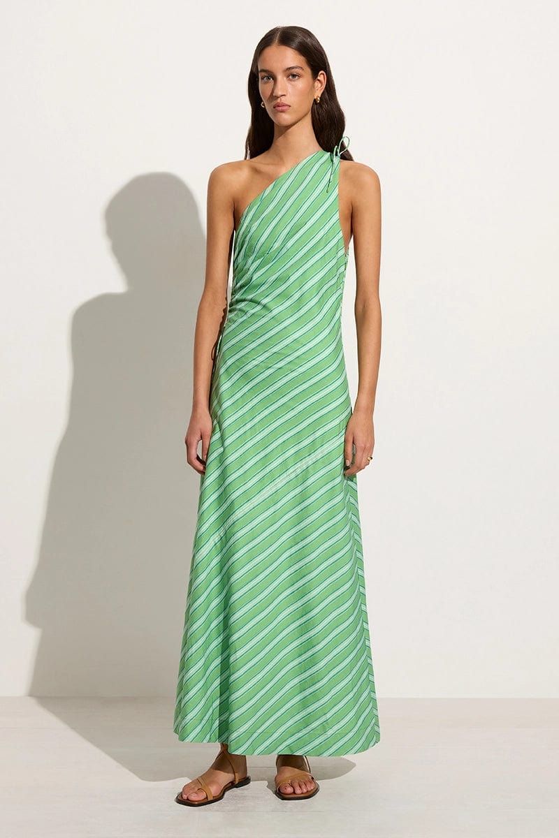 Laureles Maxi Dress Akaia Stripe Green | Faithfull (AU)
