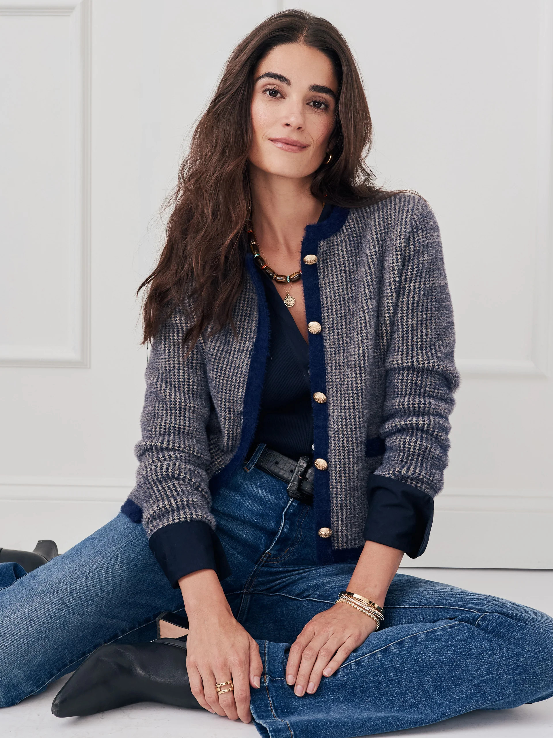 Inez Cardigan in Houndstooth | J.McLaughlin