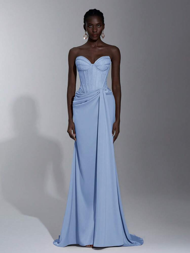 $51.93

-24%$68.29LocalElitara Elegant Lace Patchwork Satin Bandeau Maxi Dress,See-Through Bust,R... | SHEIN