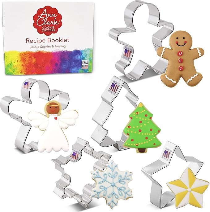 Ann Clark Cookie Cutters 5-Piece Christmas and Holiday Cookie Cutter Set with Recipe Booklet, Sno... | Amazon (US)
