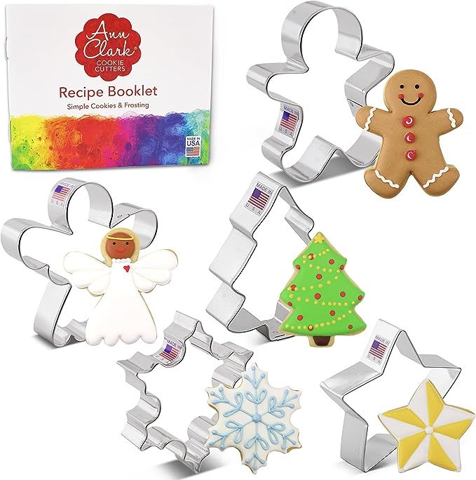 Ann Clark Cookie Cutters 5-Piece Christmas and Holiday Cookie Cutter Set with Recipe Booklet, Sno... | Amazon (US)