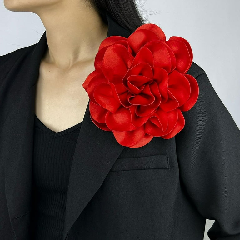 Satin Rose Flower Brooches Big Camellia Lapel Extra Large Pins for Women Wedding Party Dance Dres... | Walmart (US)