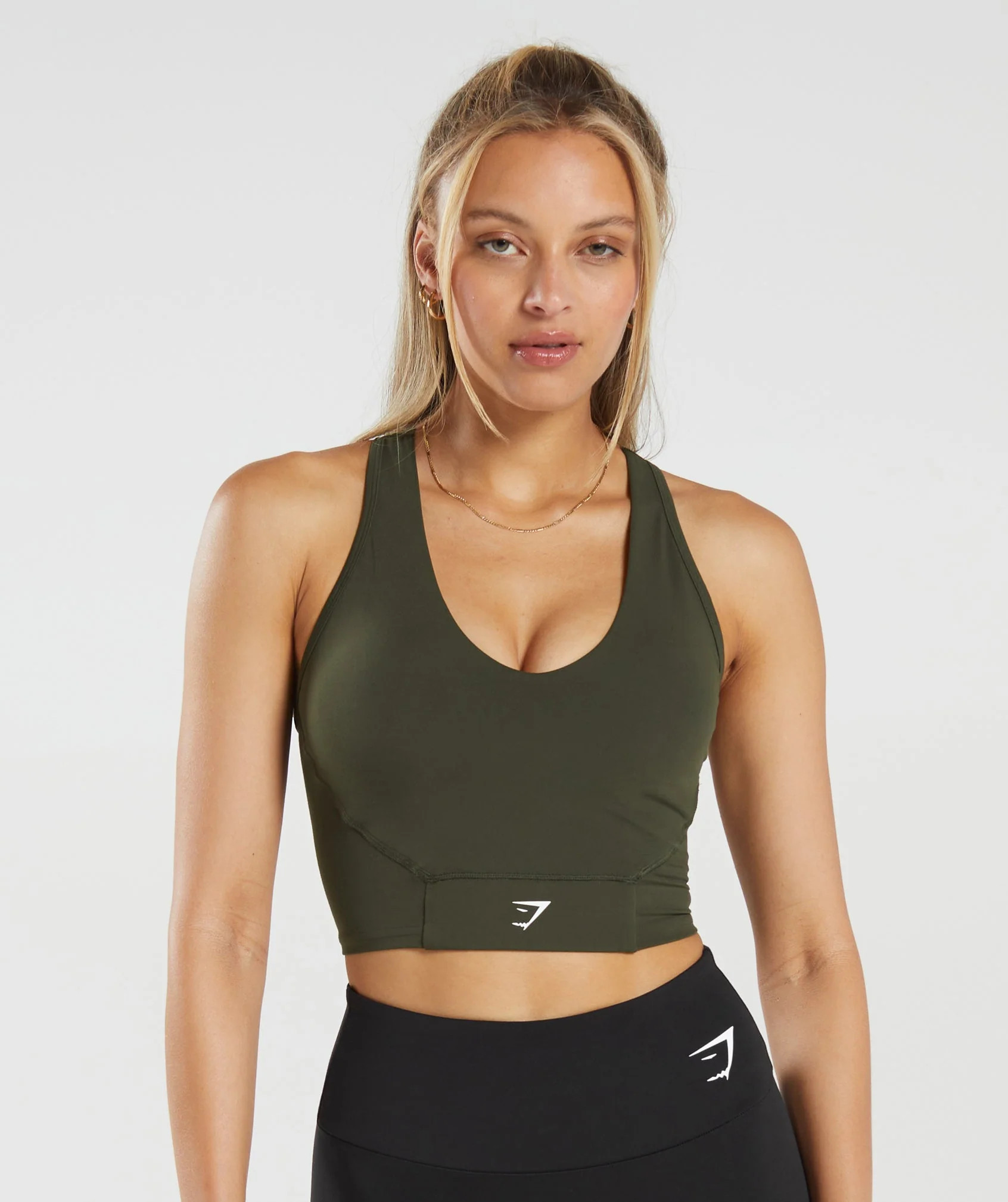 Gymshark Crop Mesh Tank - Deep Olive Green | Gymshark US