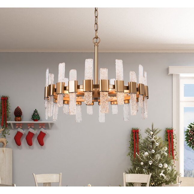 Uolfin 6-Light Matte Gold and Crystal Round Shape Modern/Contemporary LED Dry rated Chandelier | Lowe's