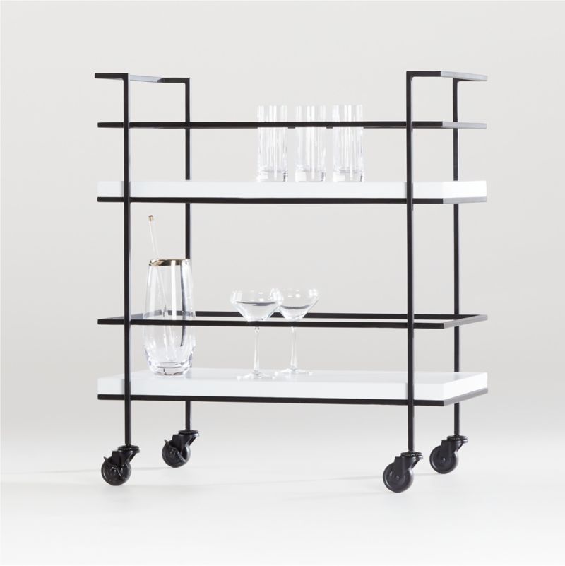 Adina Black Cart with White Concrete Shelves. 29"Wx18.5"Dx34"H | Crate & Barrel