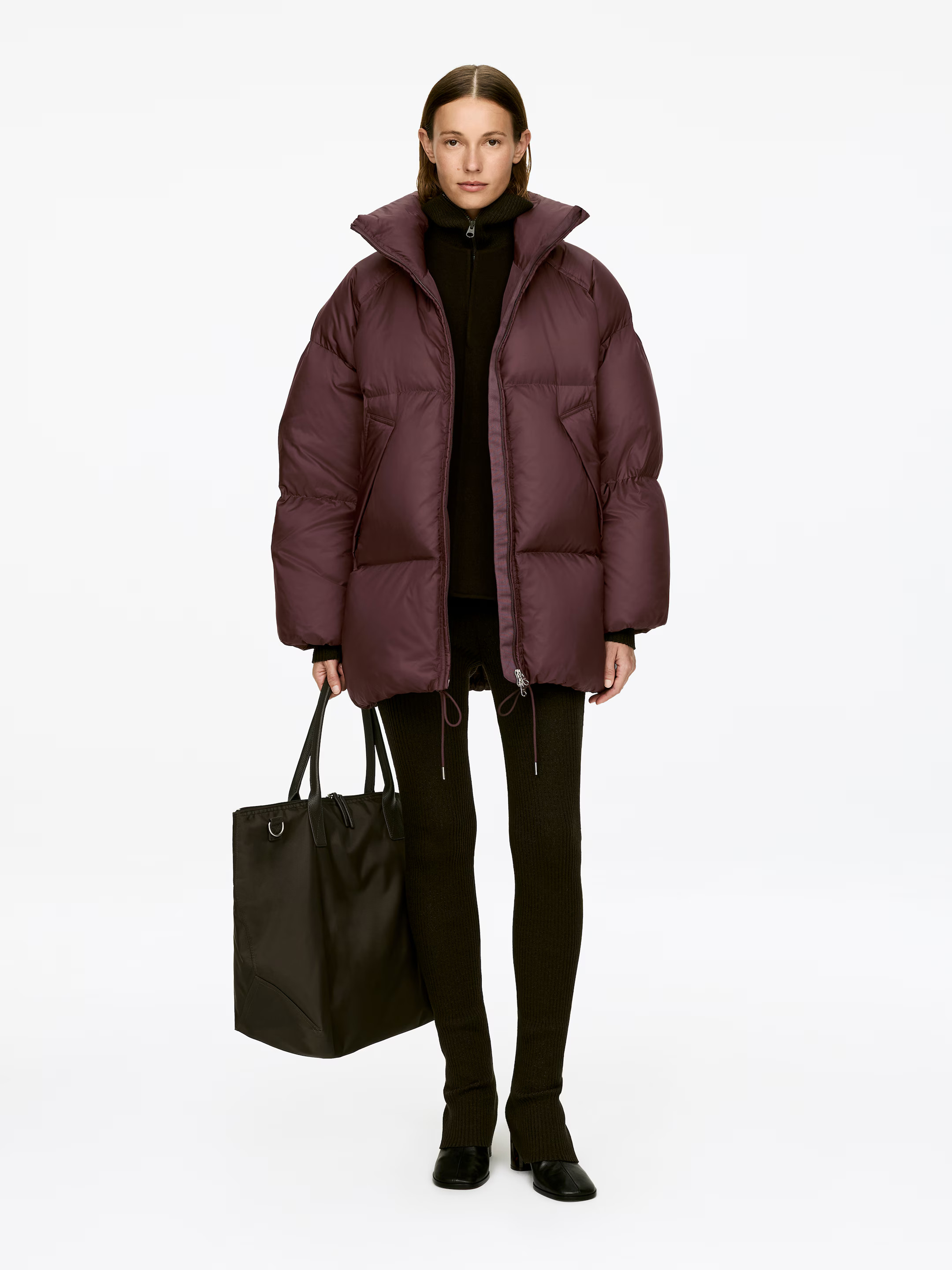 Upcycled Down Puffer Jacket - Dark Brown - Ladies | H&M GB | H&M (UK, MY, IN, SG, PH, TW, HK)