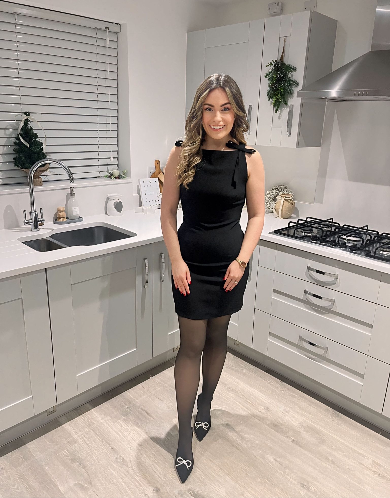 Christmas party outfit inspo, black Christmas dress, bow dress 

#LTKshoes #LTKuk #LTKpartywear