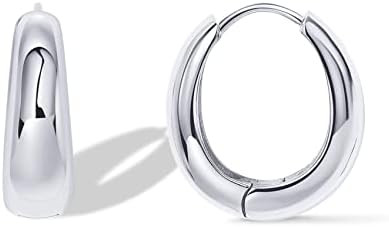 PAVOI 14K Gold Plated 925 Sterling Silver Post Small Chunky Hoops Earrings | Thick Lightweight Go... | Amazon (US)